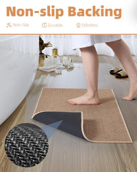 PADOOR Non - Slip Bath Mat With Rubber - Backing, Braided Absorbent Machine Washable Thin Rug for Bathroom Floor, Quick Dry, Fits Under Door, 17''x24'' Beige - 7DAY'S
