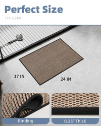 PADOOR Non - Slip Bath Mat With Rubber - Backing, Braided Absorbent Machine Washable Thin Rug for Bathroom Floor, Quick Dry, Fits Under Door, 17''x24'' Beige - 7DAY'S