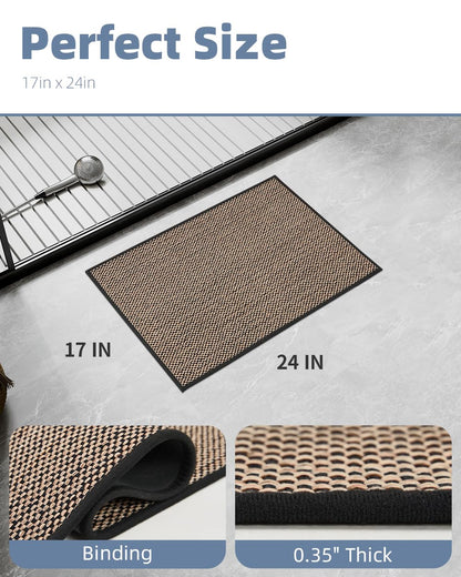 PADOOR Non - Slip Bath Mat With Rubber - Backing, Braided Absorbent Machine Washable Thin Rug for Bathroom Floor, Quick Dry, Fits Under Door, 17''x24'' Beige - 7DAY'S