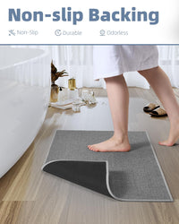 PADOOR Non - Slip Bath Mat With Rubber - Backing, Braided Absorbent Machine Washable Thin Rug for Bathroom Floor, Quick Dry, Fits Under Door, 17''x24'' Beige - 7DAY'S