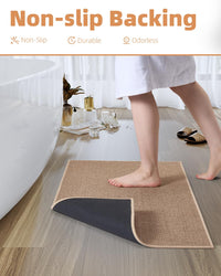 PADOOR Non - Slip Bath Mat With Rubber - Backing, Braided Absorbent Machine Washable Thin Rug for Bathroom Floor, Quick Dry, Fits Under Door, 17''x24'' Beige - 7DAY'S