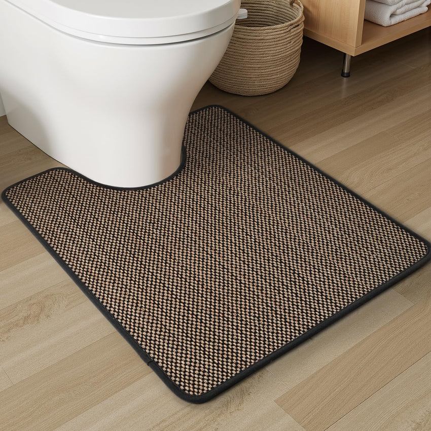 PADOOR Non - Slip Bath Mat With Rubber - Backing, Braided Absorbent Machine Washable Thin Rug for Bathroom Floor, Quick Dry, Fits Under Door, 17''x24'' Beige - 7DAY'S