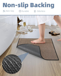 PADOOR Non - Slip Bath Mat With Rubber - Backing, Braided Absorbent Machine Washable Thin Rug for Bathroom Floor, Quick Dry, Fits Under Door, 17''x24'' Beige - 7DAY'S