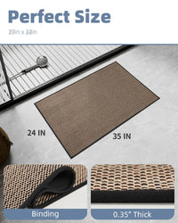 PADOOR Non - Slip Bath Mat With Rubber - Backing, Braided Absorbent Machine Washable Thin Rug for Bathroom Floor, Quick Dry, Fits Under Door, 17''x24'' Beige - 7DAY'S
