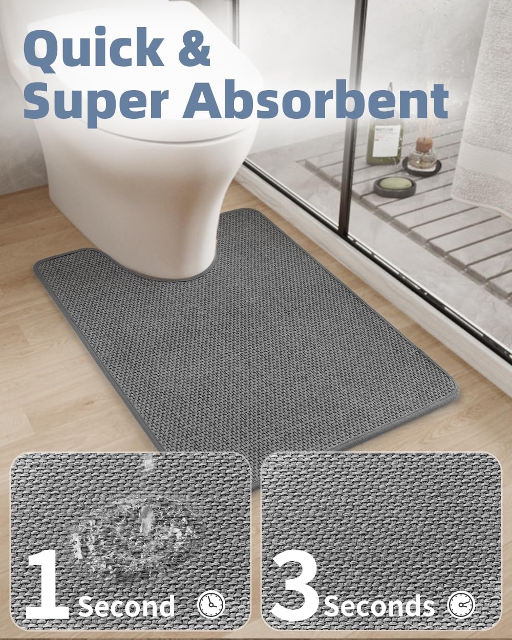 PADOOR Non - Slip Bath Mat With Rubber - Backing, Braided Absorbent Machine Washable Thin Rug for Bathroom Floor, Quick Dry, Fits Under Door, 17''x24'' Beige - 7DAY'S