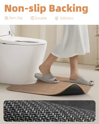 PADOOR Non - Slip Bath Mat With Rubber - Backing, Braided Absorbent Machine Washable Thin Rug for Bathroom Floor, Quick Dry, Fits Under Door, 17''x24'' Beige - 7DAY'S