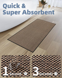 PADOOR Non - Slip Bath Mat With Rubber - Backing, Braided Absorbent Machine Washable Thin Rug for Bathroom Floor, Quick Dry, Fits Under Door, 17''x24'' Beige - 7DAY'S
