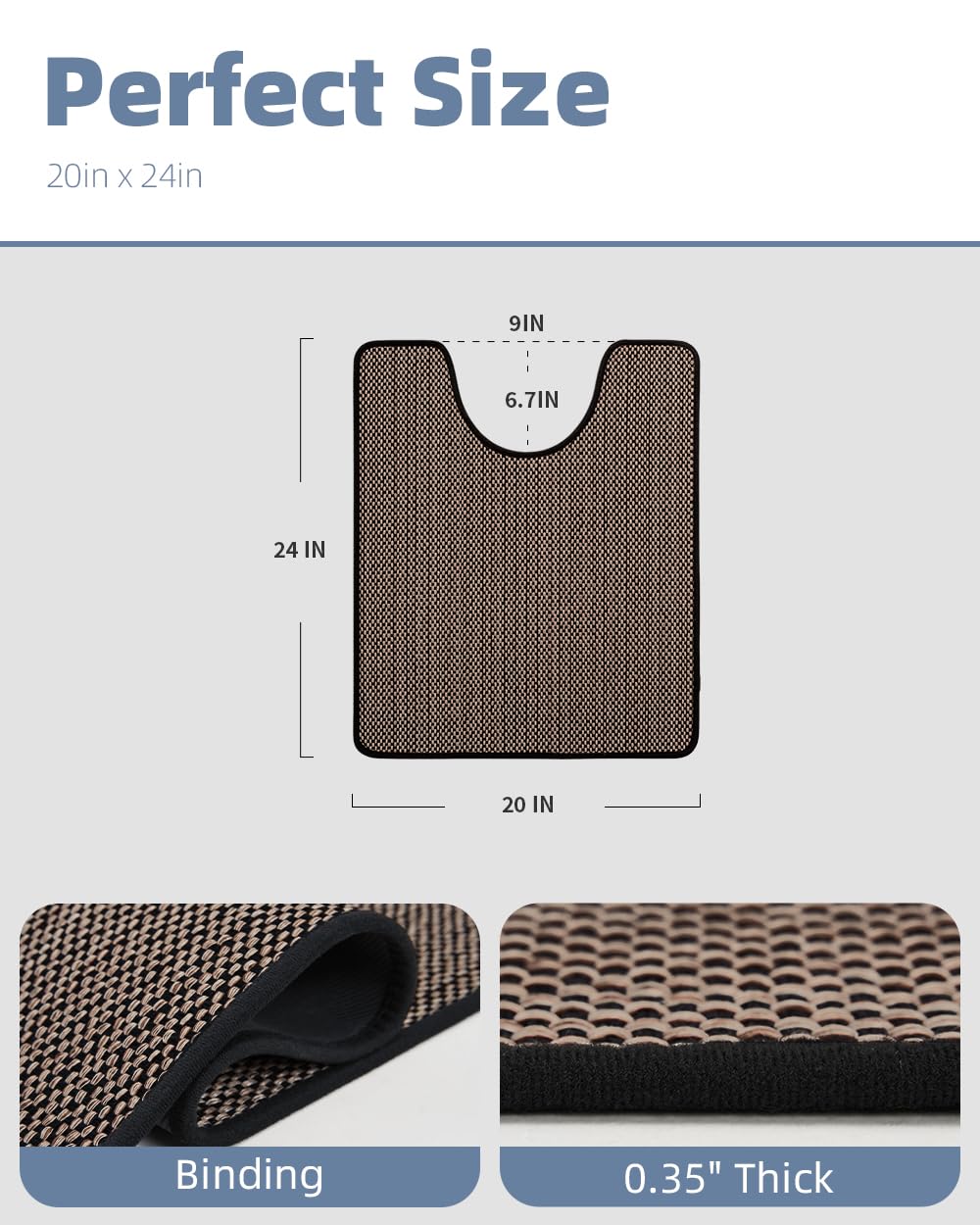 PADOOR Non - Slip Bath Mat With Rubber - Backing, Braided Absorbent Machine Washable Thin Rug for Bathroom Floor, Quick Dry, Fits Under Door, 17''x24'' Beige - 7DAY'S