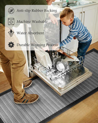 PADOOR Non Slip Kitchen Rugs Sets of 2 - Extra Large 2.5'x6' + 20"x32" Runner Rugs for Kitchen Floor Non Skid Washable, Absorbent Kitchen Mat for in Front of Sink 2 Piece Grey - 7DAY'S