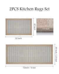 PADOOR Non Slip Kitchen Rugs Sets of 2 - Extra Large 2.5'x6' + 20"x32" Runner Rugs for Kitchen Floor Non Skid Washable, Absorbent Kitchen Mat for in Front of Sink 2 Piece Grey - 7DAY'S
