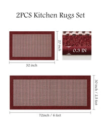 PADOOR Non Slip Kitchen Rugs Sets of 2 - Extra Large 2.5'x6' + 20"x32" Runner Rugs for Kitchen Floor Non Skid Washable, Absorbent Kitchen Mat for in Front of Sink 2 Piece Grey - 7DAY'S