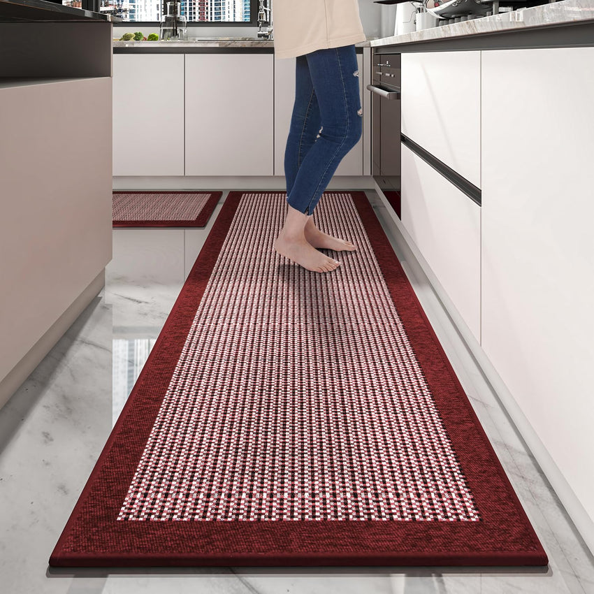 PADOOR Non Slip Kitchen Rugs Sets of 2 - Extra Large 2.5'x6' + 20"x32" Runner Rugs for Kitchen Floor Non Skid Washable, Absorbent Kitchen Mat for in Front of Sink 2 Piece Grey - 7DAY'S