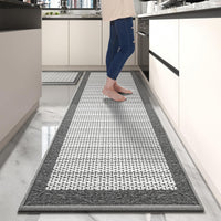 PADOOR Non Slip Kitchen Rugs Sets of 2 - Extra Large 2.5'x6' + 20"x32" Runner Rugs for Kitchen Floor Non Skid Washable, Absorbent Kitchen Mat for in Front of Sink 2 Piece Grey - 7DAY'S