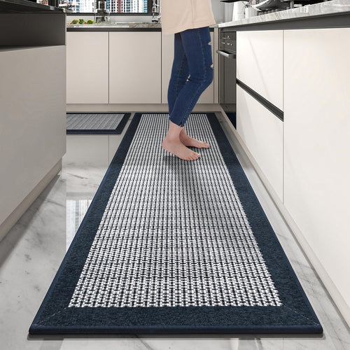 PADOOR Non Slip Kitchen Rugs Sets of 2 - Extra Large 2.5'x6' + 20"x32" Runner Rugs for Kitchen Floor Non Skid Washable, Absorbent Kitchen Mat for in Front of Sink 2 Piece Grey - 7DAY'S