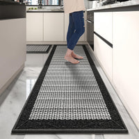 PADOOR Non Slip Kitchen Rugs Sets of 2 - Extra Large 2.5'x6' + 20"x32" Runner Rugs for Kitchen Floor Non Skid Washable, Absorbent Kitchen Mat for in Front of Sink 2 Piece Grey - 7DAY'S