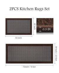 PADOOR Non Slip Kitchen Rugs Sets of 2 - Extra Large 2.5'x6' + 20"x32" Runner Rugs for Kitchen Floor Non Skid Washable, Absorbent Kitchen Mat for in Front of Sink 2 Piece Grey - 7DAY'S