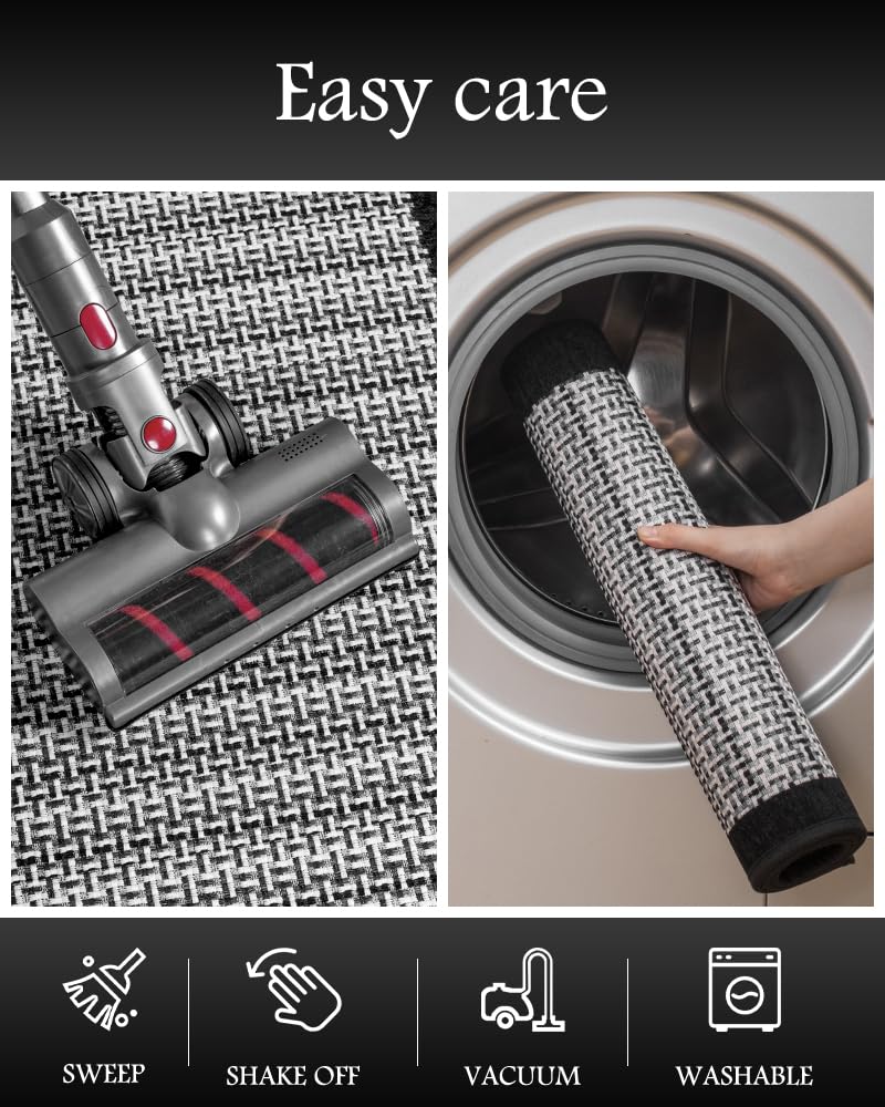 PADOOR Non Slip Kitchen Rugs Sets of 2 - Extra Large 2.5'x6' + 20"x32" Runner Rugs for Kitchen Floor Non Skid Washable, Absorbent Kitchen Mat for in Front of Sink 2 Piece Grey - 7DAY'S