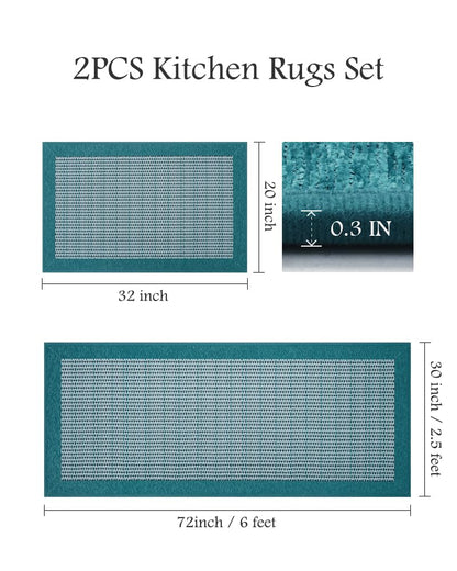 PADOOR Non Slip Kitchen Rugs Sets of 2 - Extra Large 2.5'x6' + 20"x32" Runner Rugs for Kitchen Floor Non Skid Washable, Absorbent Kitchen Mat for in Front of Sink 2 Piece Grey - 7DAY'S