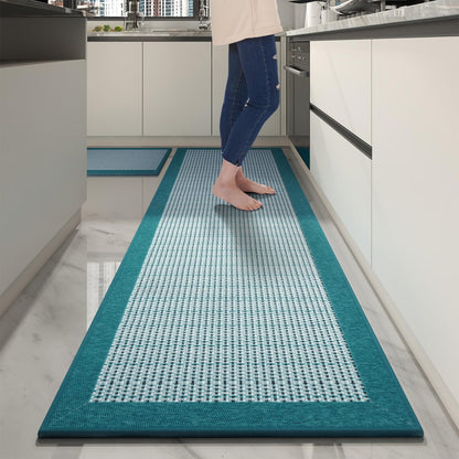 PADOOR Non Slip Kitchen Rugs Sets of 2 - Extra Large 2.5'x6' + 20"x32" Runner Rugs for Kitchen Floor Non Skid Washable, Absorbent Kitchen Mat for in Front of Sink 2 Piece Grey - 7DAY'S