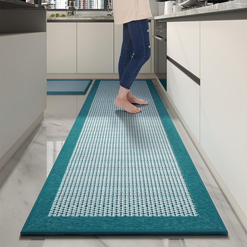 PADOOR Non Slip Kitchen Rugs Sets of 2 - Extra Large 2.5'x6' + 20"x32" Runner Rugs for Kitchen Floor Non Skid Washable, Absorbent Kitchen Mat for in Front of Sink 2 Piece Grey - 7DAY'S