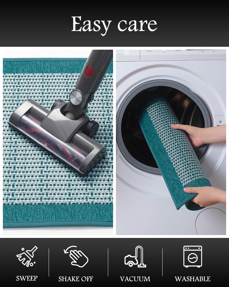 PADOOR Non Slip Kitchen Rugs Sets of 2 - Extra Large 2.5'x6' + 20"x32" Runner Rugs for Kitchen Floor Non Skid Washable, Absorbent Kitchen Mat for in Front of Sink 2 Piece Grey - 7DAY'S
