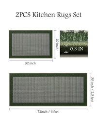 PADOOR Non Slip Kitchen Rugs Sets of 2 - Extra Large 2.5'x6' + 20"x32" Runner Rugs for Kitchen Floor Non Skid Washable, Absorbent Kitchen Mat for in Front of Sink 2 Piece Grey - 7DAY'S