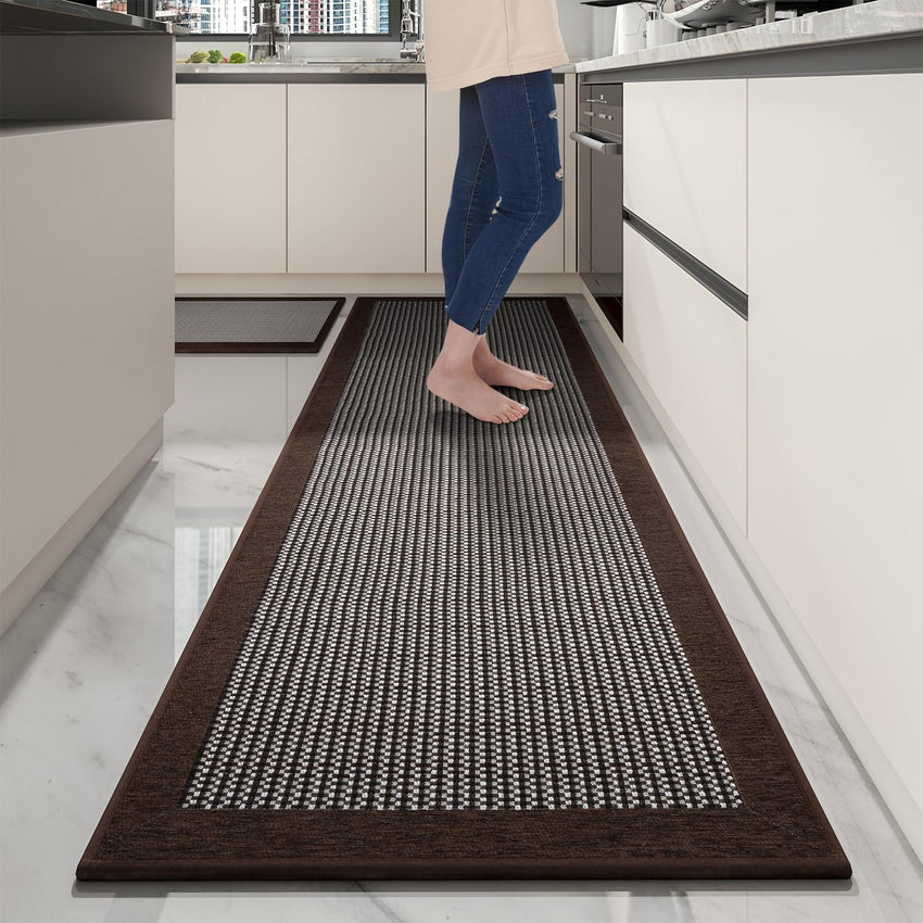 PADOOR Non Slip Kitchen Rugs Sets of 2 - Extra Large 2.5'x6' + 20"x32" Runner Rugs for Kitchen Floor Non Skid Washable, Absorbent Kitchen Mat for in Front of Sink 2 Piece Grey - 7DAY'S