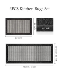 PADOOR Non Slip Kitchen Rugs Sets of 2 - Extra Large 2.5'x6' + 20"x32" Runner Rugs for Kitchen Floor Non Skid Washable, Absorbent Kitchen Mat for in Front of Sink 2 Piece Grey - 7DAY'S