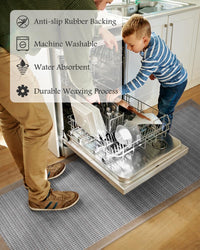 PADOOR Non Slip Kitchen Rugs Sets of 2 - Extra Large 2.5'x6' + 20"x32" Runner Rugs for Kitchen Floor Non Skid Washable, Absorbent Kitchen Mat for in Front of Sink 2 Piece Grey - 7DAY'S