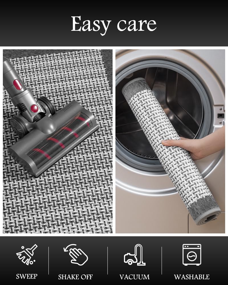 PADOOR Non Slip Kitchen Rugs Sets of 2 - Extra Large 2.5'x6' + 20"x32" Runner Rugs for Kitchen Floor Non Skid Washable, Absorbent Kitchen Mat for in Front of Sink 2 Piece Grey - 7DAY'S