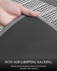 PADOOR Non Slip Kitchen Rugs Sets of 2 - Extra Large 2.5'x6' + 20"x32" Runner Rugs for Kitchen Floor Non Skid Washable, Absorbent Kitchen Mat for in Front of Sink 2 Piece Grey - 7DAY'S