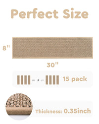 PADOOR Non Slip Stair - Treads,Rubber Backing Stair - Runners for Wooden Steps,15PCS Residue Free Carpet Stair Treads for Kids and Dogs 8"x30" Beige - 7DAY'S