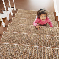 PADOOR Non Slip Stair - Treads,Rubber Backing Stair - Runners for Wooden Steps,15PCS Residue Free Carpet Stair Treads for Kids and Dogs 8"x30" Beige - 7DAY'S