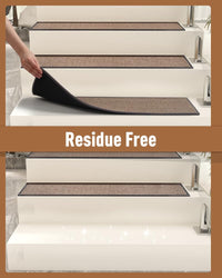PADOOR Non Slip Stair - Treads,Rubber Backing Stair - Runners for Wooden Steps,15PCS Residue Free Carpet Stair Treads for Kids and Dogs 8"x30" Beige - 7DAY'S