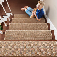 PADOOR Non Slip Stair - Treads,Rubber Backing Stair - Runners for Wooden Steps,15PCS Residue Free Carpet Stair Treads for Kids and Dogs 8"x30" Beige - 7DAY'S