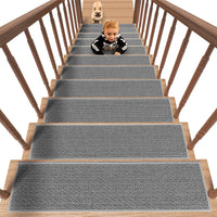 PADOOR Non Slip Stair - Treads,Rubber Backing Stair - Runners for Wooden Steps,15PCS Residue Free Carpet Stair Treads for Kids and Dogs 8"x30" Beige - 7DAY'S