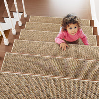 PADOOR Non Slip Stair - Treads,Rubber Backing Stair - Runners for Wooden Steps,15PCS Residue Free Carpet Stair Treads for Kids and Dogs 8"x30" Beige - 7DAY'S