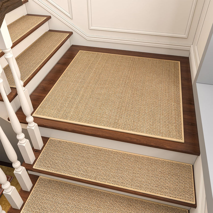 PADOOR Non Slip Stair - Treads,Rubber Backing Stair - Runners for Wooden Steps,15PCS Residue Free Carpet Stair Treads for Kids and Dogs 8"x30" Beige - 7DAY'S