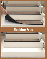 PADOOR Non Slip Stair - Treads,Rubber Backing Stair - Runners for Wooden Steps,15PCS Residue Free Carpet Stair Treads for Kids and Dogs 8"x30" Beige - 7DAY'S