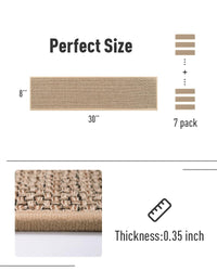 PADOOR Non Slip Stair - Treads,Rubber Backing Stair - Runners for Wooden Steps,15PCS Residue Free Carpet Stair Treads for Kids and Dogs 8"x30" Beige - 7DAY'S