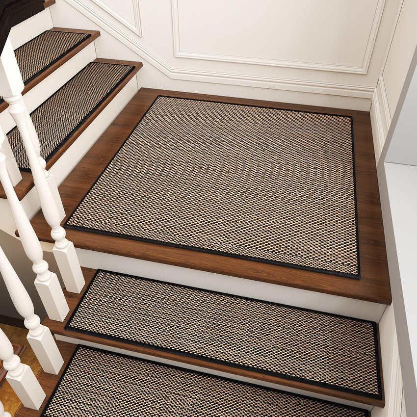 PADOOR Non Slip Stair - Treads,Rubber Backing Stair - Runners for Wooden Steps,15PCS Residue Free Carpet Stair Treads for Kids and Dogs 8"x30" Beige - 7DAY'S