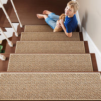 PADOOR Non Slip Stair - Treads,Rubber Backing Stair - Runners for Wooden Steps,15PCS Residue Free Carpet Stair Treads for Kids and Dogs 8"x30" Beige - 7DAY'S