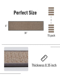 PADOOR Non Slip Stair - Treads,Rubber Backing Stair - Runners for Wooden Steps,15PCS Residue Free Carpet Stair Treads for Kids and Dogs 8"x30" Beige - 7DAY'S