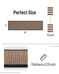 PADOOR Non Slip Stair - Treads,Rubber Backing Stair - Runners for Wooden Steps,15PCS Residue Free Carpet Stair Treads for Kids and Dogs 8"x30" Beige - 7DAY'S