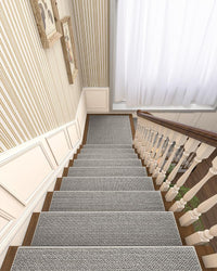 PADOOR Non Slip Stair - Treads,Rubber Backing Stair - Runners for Wooden Steps,15PCS Residue Free Carpet Stair Treads for Kids and Dogs 8"x30" Beige - 7DAY'S