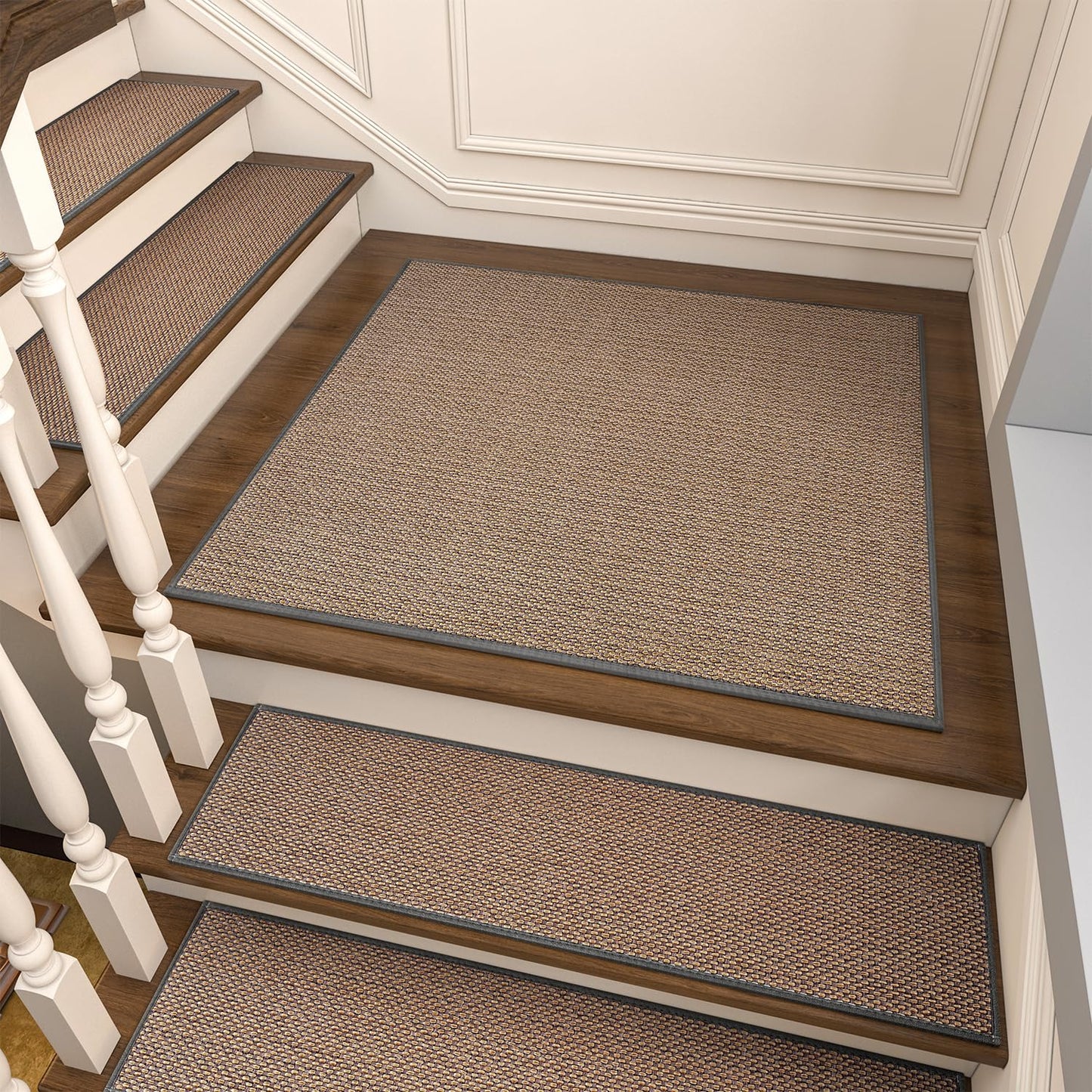PADOOR Non Slip Stair - Treads,Rubber Backing Stair - Runners for Wooden Steps,15PCS Residue Free Carpet Stair Treads for Kids and Dogs 8"x30" Beige - 7DAY'S