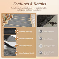 PADOOR Stair - Treads Non Slip 15PCS, Stair Treads for Wooden Steps Rubber Backing Indoor, Carpet Stair Treads Residue Free, Stair Runner Durable Stair - Carpet Treads for Kids and Dogs 8"x30" Beige - 7DAY'S