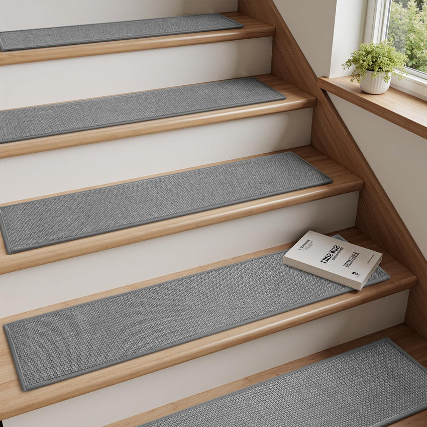 PADOOR Stair - Treads Non Slip 15PCS, Stair Treads for Wooden Steps Rubber Backing Indoor, Carpet Stair Treads Residue Free, Stair Runner Durable Stair - Carpet Treads for Kids and Dogs 8"x30" Beige - 7DAY'S