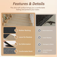 PADOOR Stair - Treads Non Slip 15PCS, Stair Treads for Wooden Steps Rubber Backing Indoor, Carpet Stair Treads Residue Free, Stair Runner Durable Stair - Carpet Treads for Kids and Dogs 8"x30" Beige - 7DAY'S