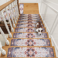 PADOOR Stair - Treads Non Slip for Wooden Steps, 15psc Rubber Backing 8" X 30" Staircase Step Treads Indoor Residue Free, Reusable Carpet Stair Treads Waterproof Stair Runner for Dogs, Kids - Blue - 7DAY'S